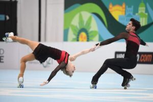 La coppia Alex Bonera-Aurora Ghiroldi che ha vinto la medaglia d'argento ai Campionati Mondiali di pattinaggio artistico