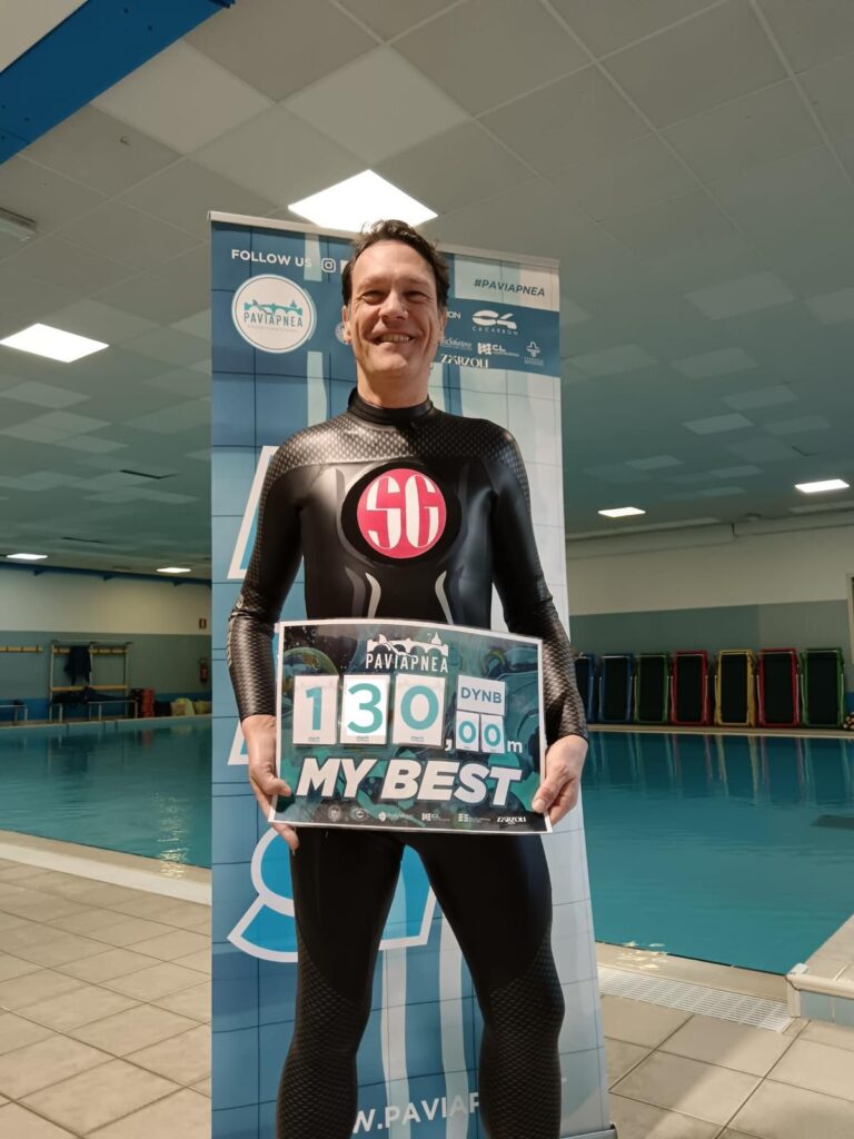 Gianluca Visconti - con 130 metri ha migliorato il suo record ed ha realizzato il nuovo primato nazionale di apnea dinamica