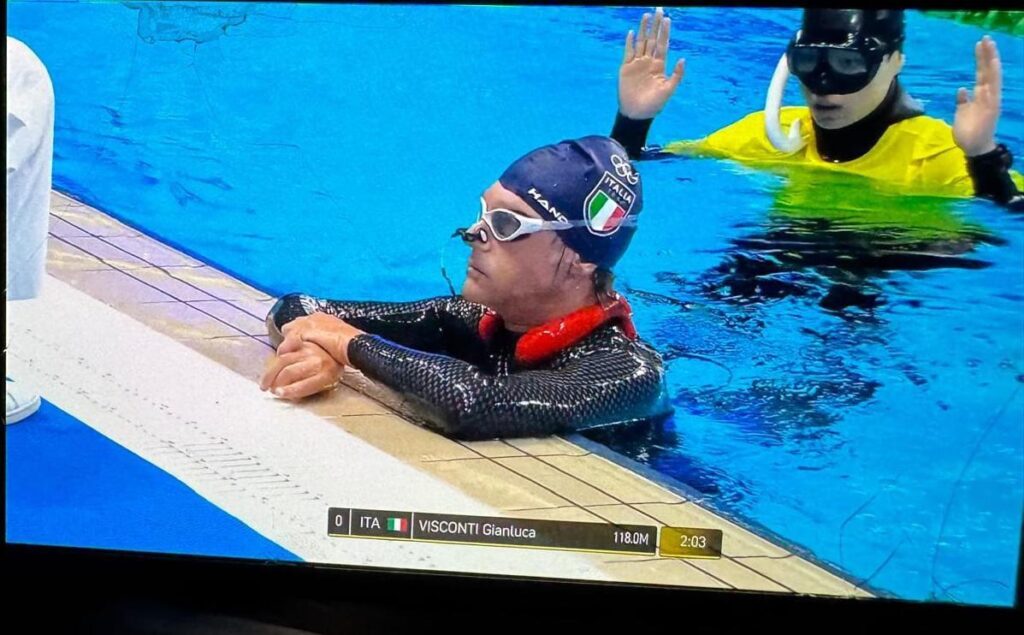 Gianluca Visconti che ha realizzato il nuovo record nazionale di apnea dinamica (130 metri percorsi)